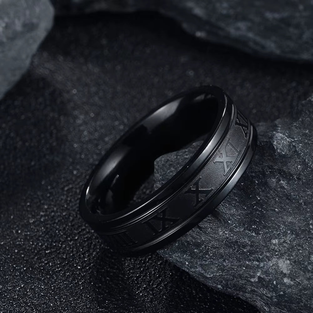 Classic Fashion Stainless Steel Roman Digital Men Women Ring Cool Punk High Quality Waterproof Jewelry for Party Gifts