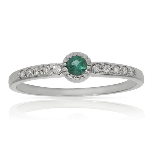 ANILLO DE ORO BLANCO 18K ESMERALDA + DIAMANTES